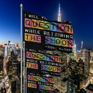 While Retaining The Floor, Cory Booker Filibuster Flag